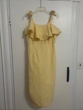 a new day Yellow Midi Ruffled Sundress with Tie Straps
